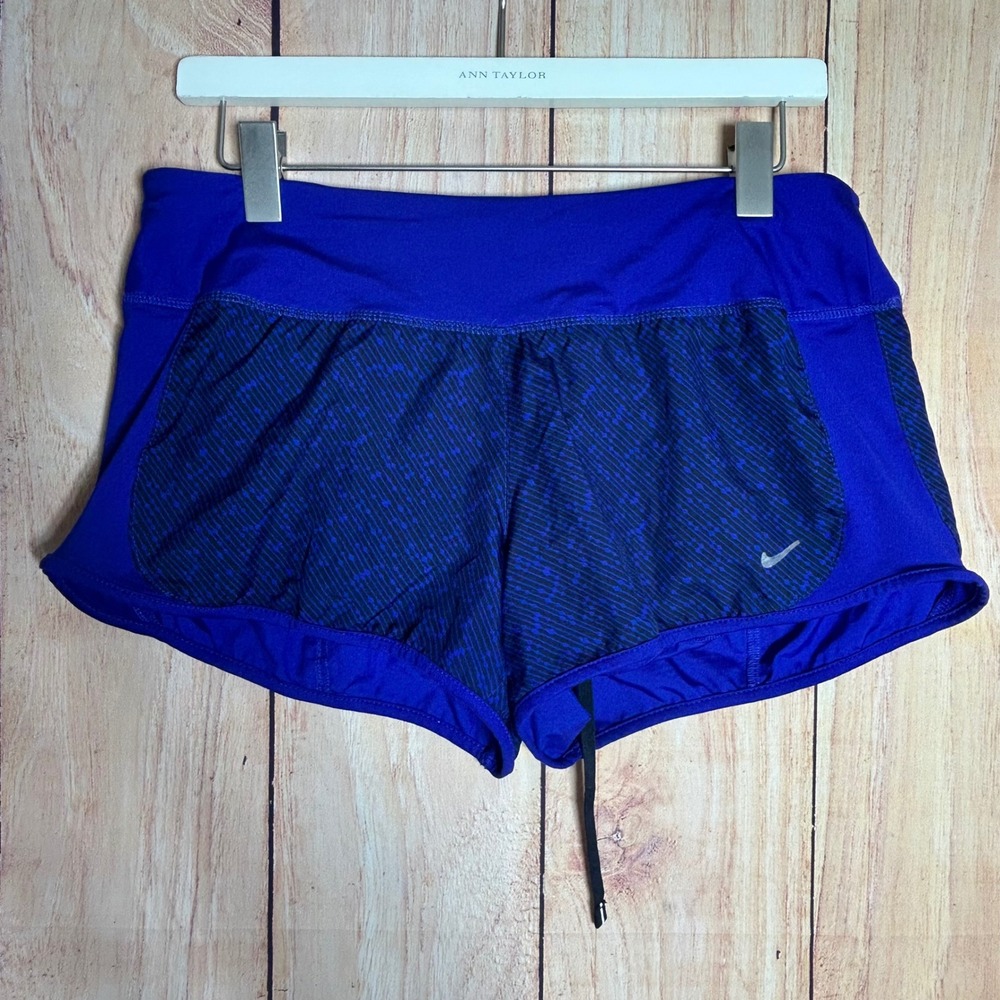 Nike Dri-FIT Running Shorts Womens Medium Blue Printed Athletic‎ Gym Gorpcore